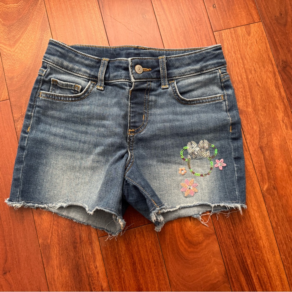 Kids Embroidered Minnie Mouse Denim Shorts
